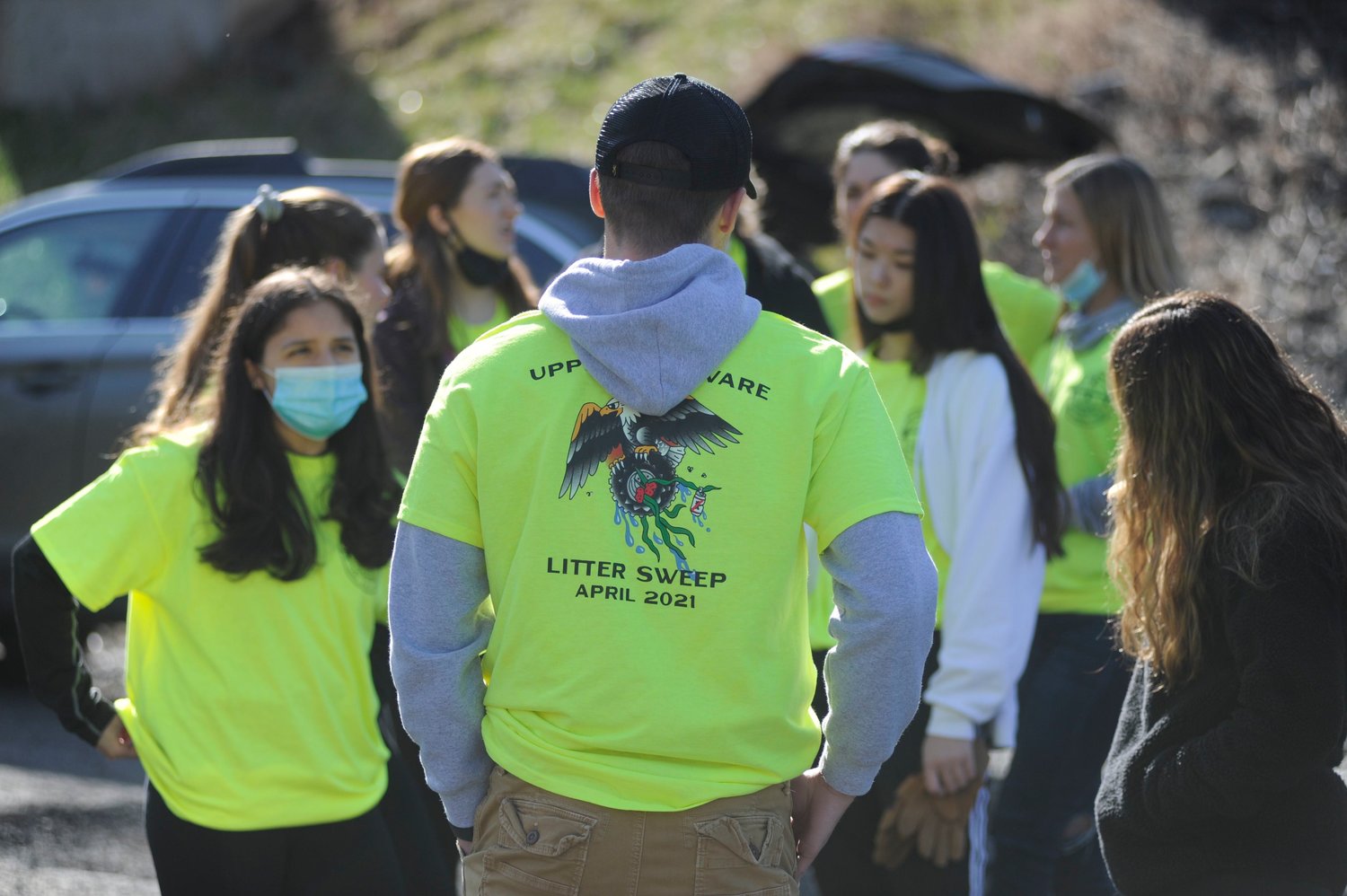 Gearing up. Sullivan West high school students get ready to clean up the river corridor as part of the Upper Delaware Council’s Litter Sweep during the month of April 2021.